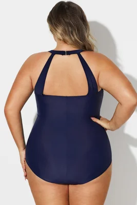 Navy H-Back Sarong Front...