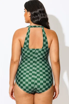 Green Check Sarong Front...