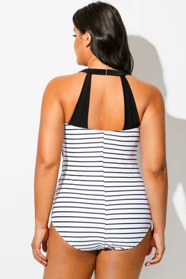 Striped H-Back Sarong Front...