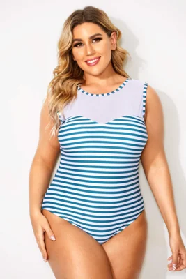 Blue & White Stripes Mesh...