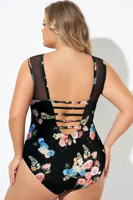 High Neck Black Floral...