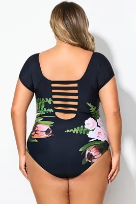 Black Mesh Flower Lady One...