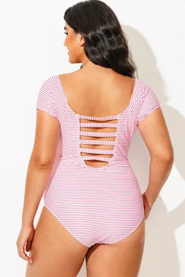 Pink Stripes Round Neck...