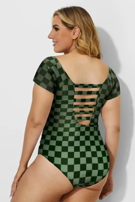 Green Check Modest Elastic...