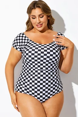 Black & White Check Modest...