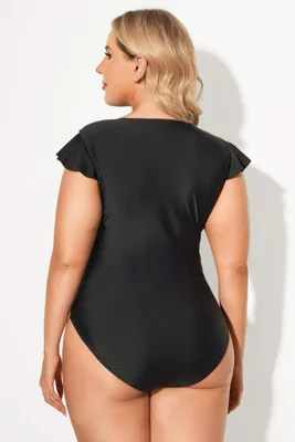 Black Zip Front Frill...