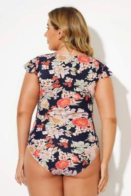 Flower Frill Sleeve Zip Up...