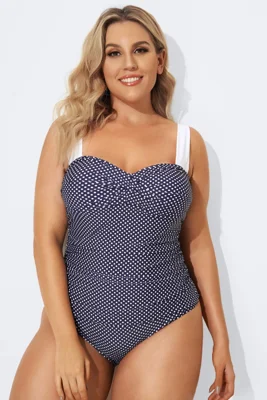 Wide Straps Navy Polka Dots...