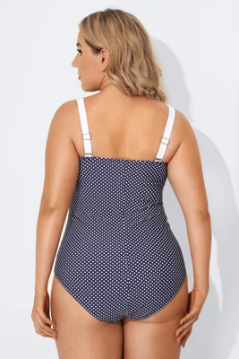 Wide Straps Navy Polka Dots...