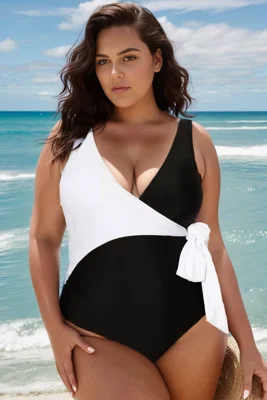 Black & White V-neck Tie...