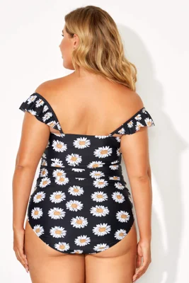 Black Daisy Printed Flutter...