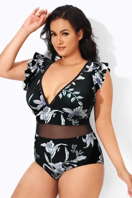 Black & White Floral Print...