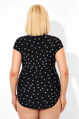 Polka Dots Zipper One Piece...