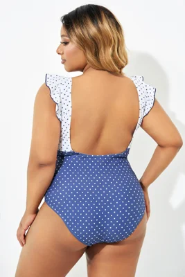 White & Blue Ruffle Polka...