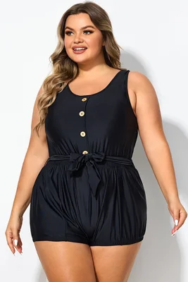 Black Classy Button Romper...