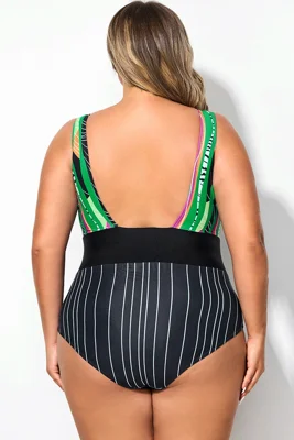 Plus Size Mixed Stripe...