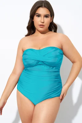 Blue Twist Front Strapless...