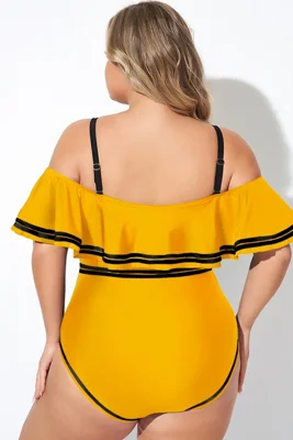 Yellow Off Shoulder Ruffles...