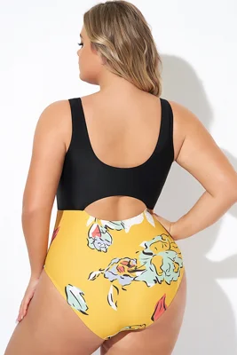 Floral Print Cutout Low...