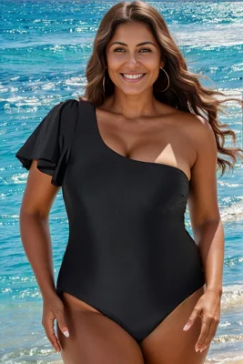 Black Flutter Sleeve One...