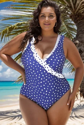 Navy Polka Dot Frill One...