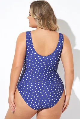 Navy Polka Dot Frill One...