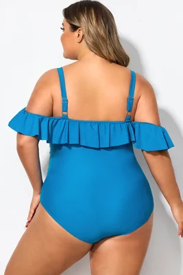 Ruffled V-neckline...