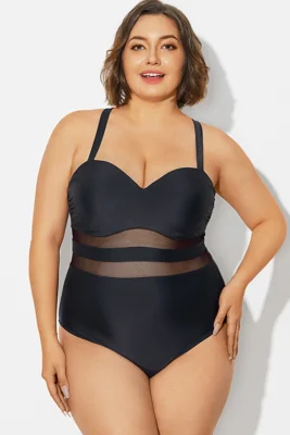 Plus Size Mesh Stitching...