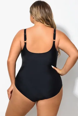 Black V Neck Mesh Splicing...