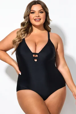 Black Deep V-Neck Crossback...