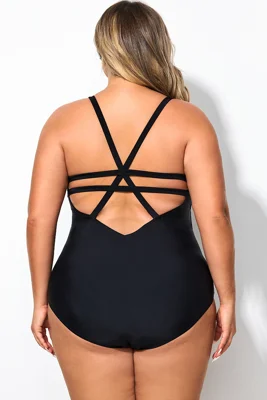 Black Deep V-Neck Crossback...