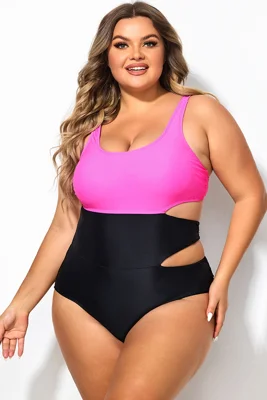 Plus Size Colorblock Cutout...