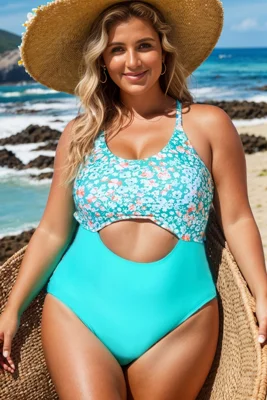 Plus Size Teal Floral...