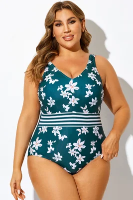 Floral Print V-Neck One...