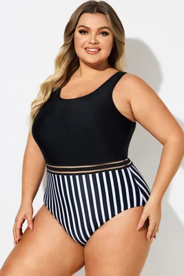 Black & White Round Neck...