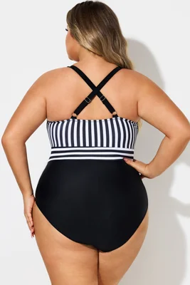 Plus Size Stripe Ruffle...