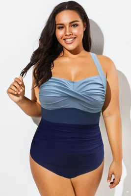 Plus Size Contrast Twist...