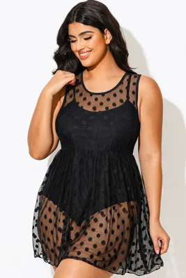Black Dots Mesh Underwire...