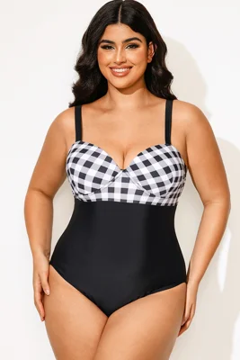 Lady Plaid Print Underwire...
