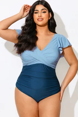 Blue Tone Gathered Ruffle...