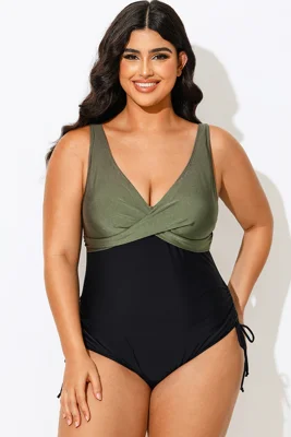 V-Neck Green Colorblock One...