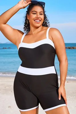 Plus Size Colorblock Black...