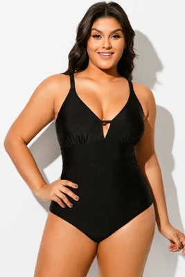 Black Cut Out V-Neck One...