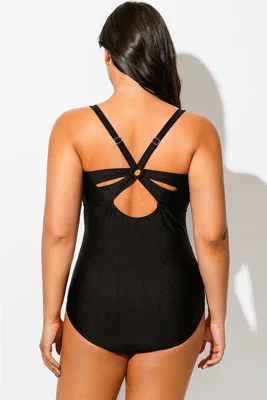 Black Cut Out V-Neck One...