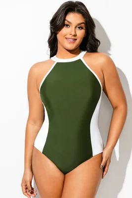 Plus Size Colorblock Halter...