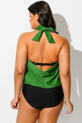 Green Cowl Neck Twofer One...