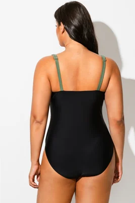 Green Colorblock V-Neck One...