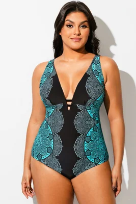 Blue Ombre Lace Print...