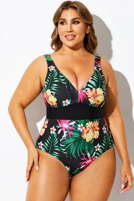 Floral Print V-Neck One...