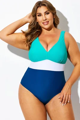 Colorblock V-Neck Script...